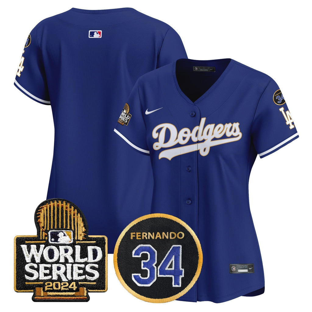 Women's Dodgers Fernando Memorial & 2024 World Series Patch Vapor Premier Limited Jersey - Stitched