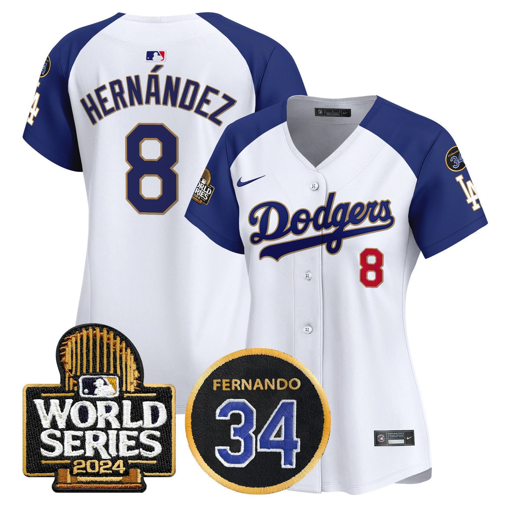 Women's Dodgers Fernando Memorial & 2024 World Series Patch Vapor Premier Limited Jersey - Stitched