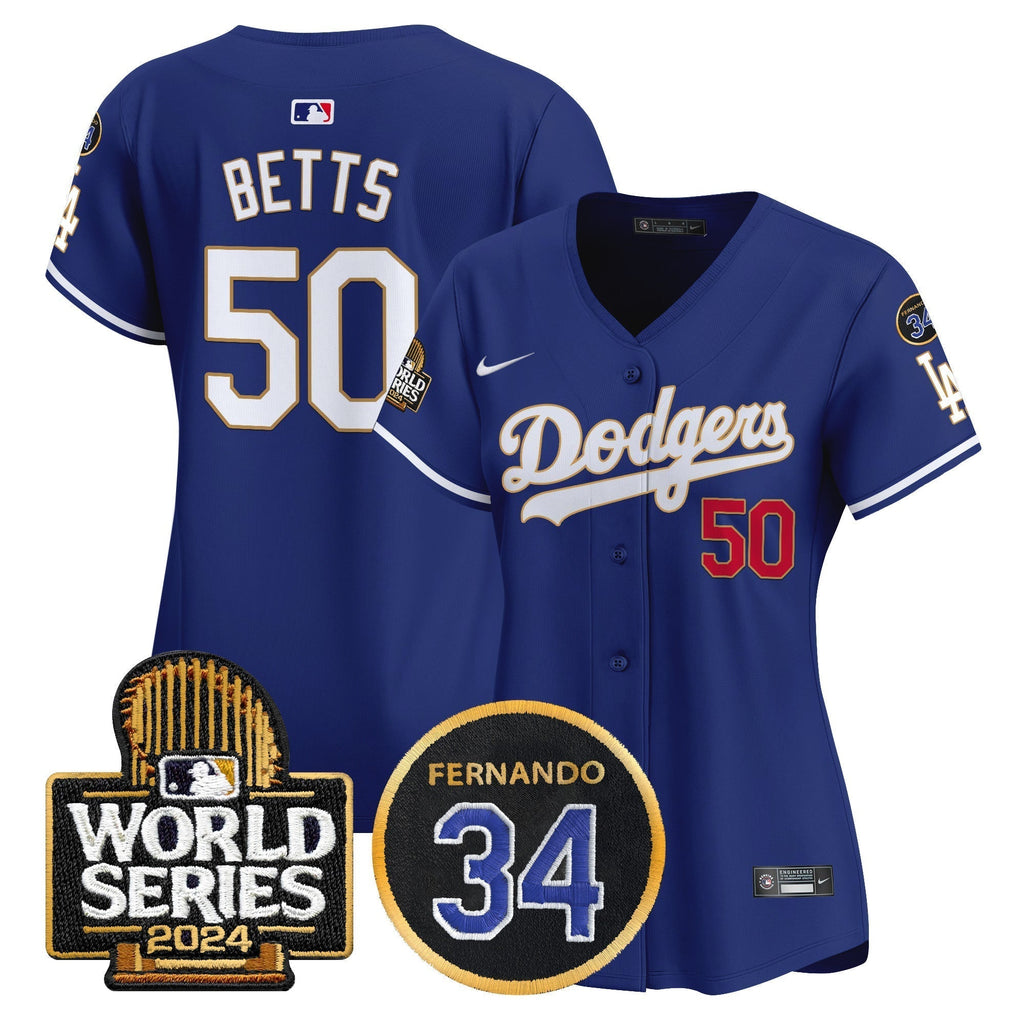 Women's Dodgers Fernando Memorial & 2024 World Series Patch Vapor Premier Limited Jersey - Stitched