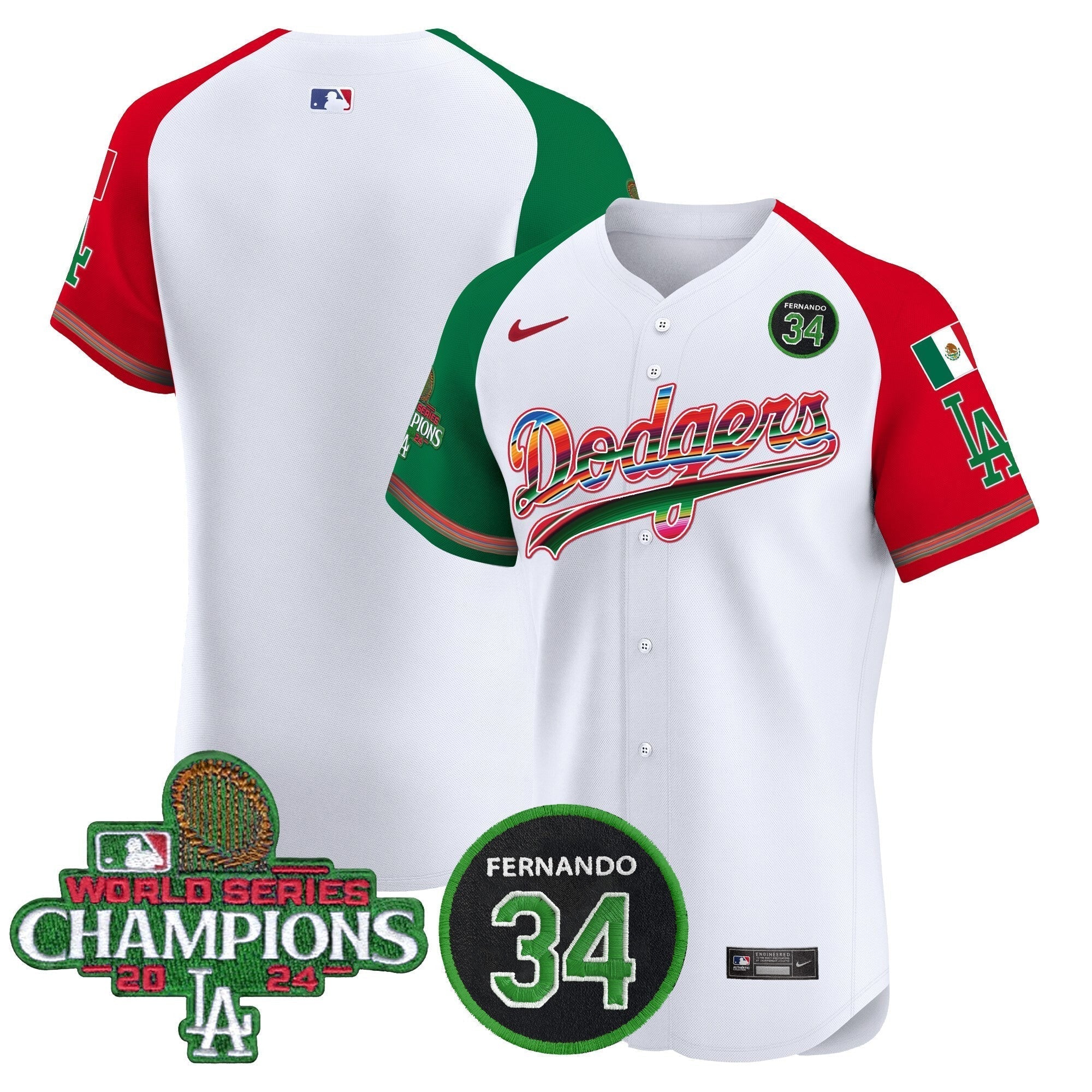 Dodgers Mexico 2024 World Series Champions Vapor Premier Elite Jersey V2 - Stitched
