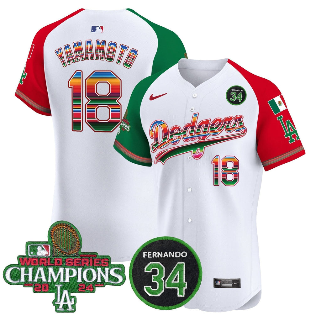 Dodgers Mexico 2024 World Series Champions Vapor Premier Elite Jersey V2 - Stitched
