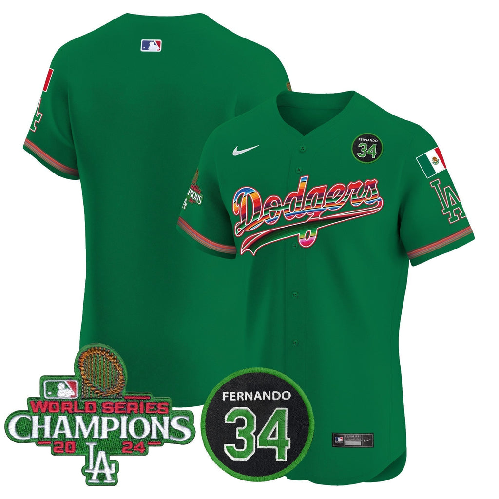 Dodgers Mexico 2024 World Series Champions Vapor Premier Elite Jersey V2 - Stitched