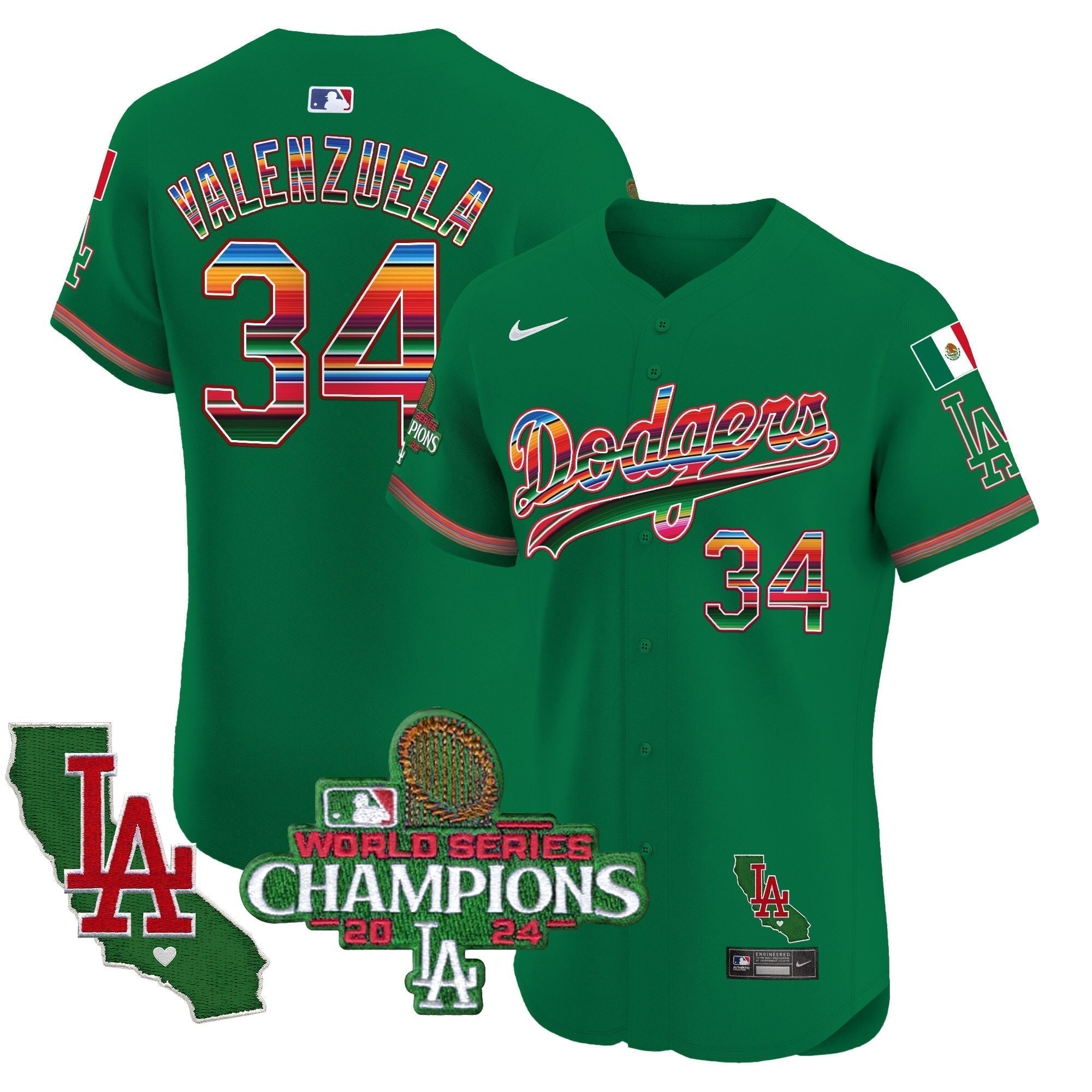 Dodgers Mexico 2024 World Series Champions Vapor Premier Elite Jersey - Stitched