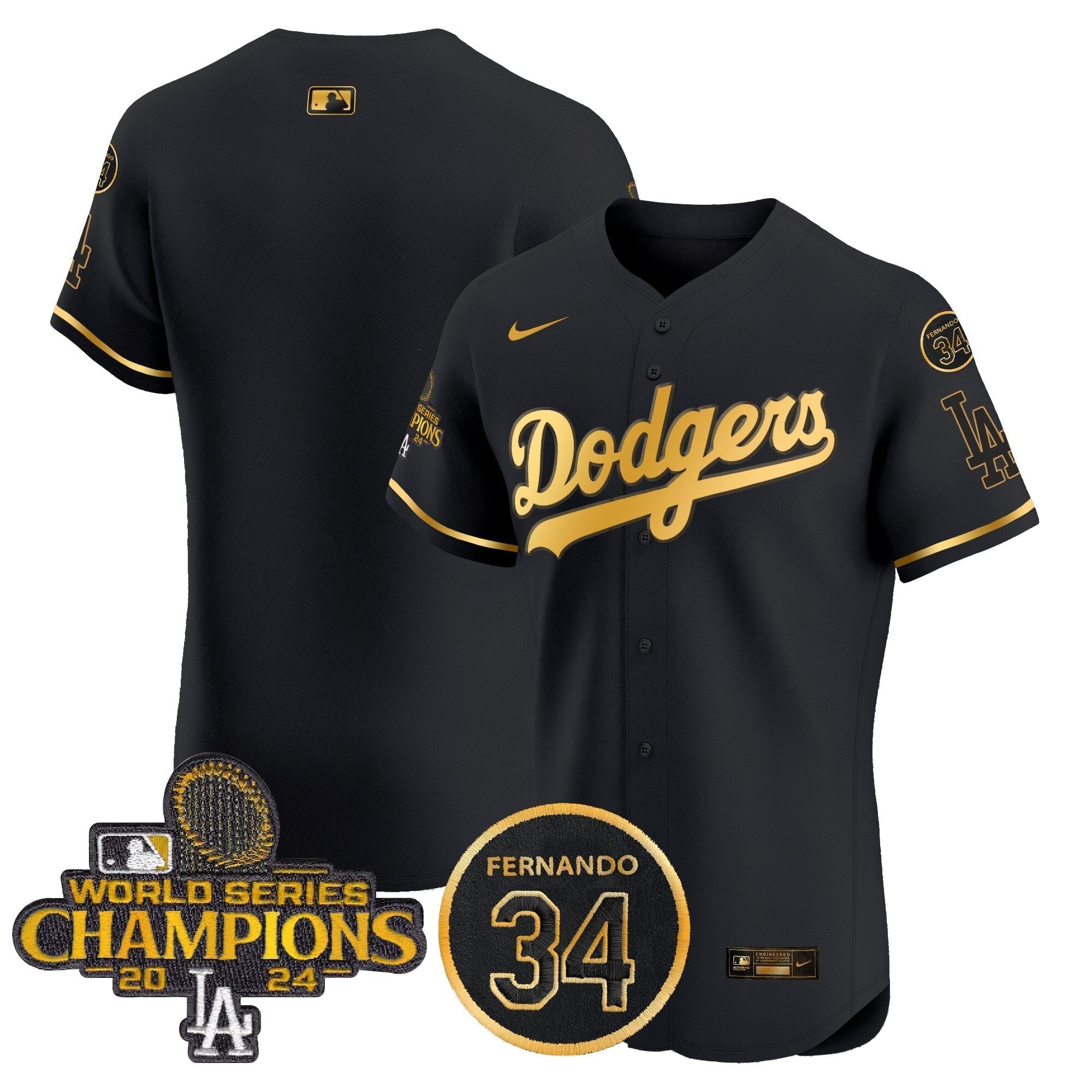 Dodgers 2024 World Series Champions Patch Vapor Premier Elite Jersey V2 - Stitched