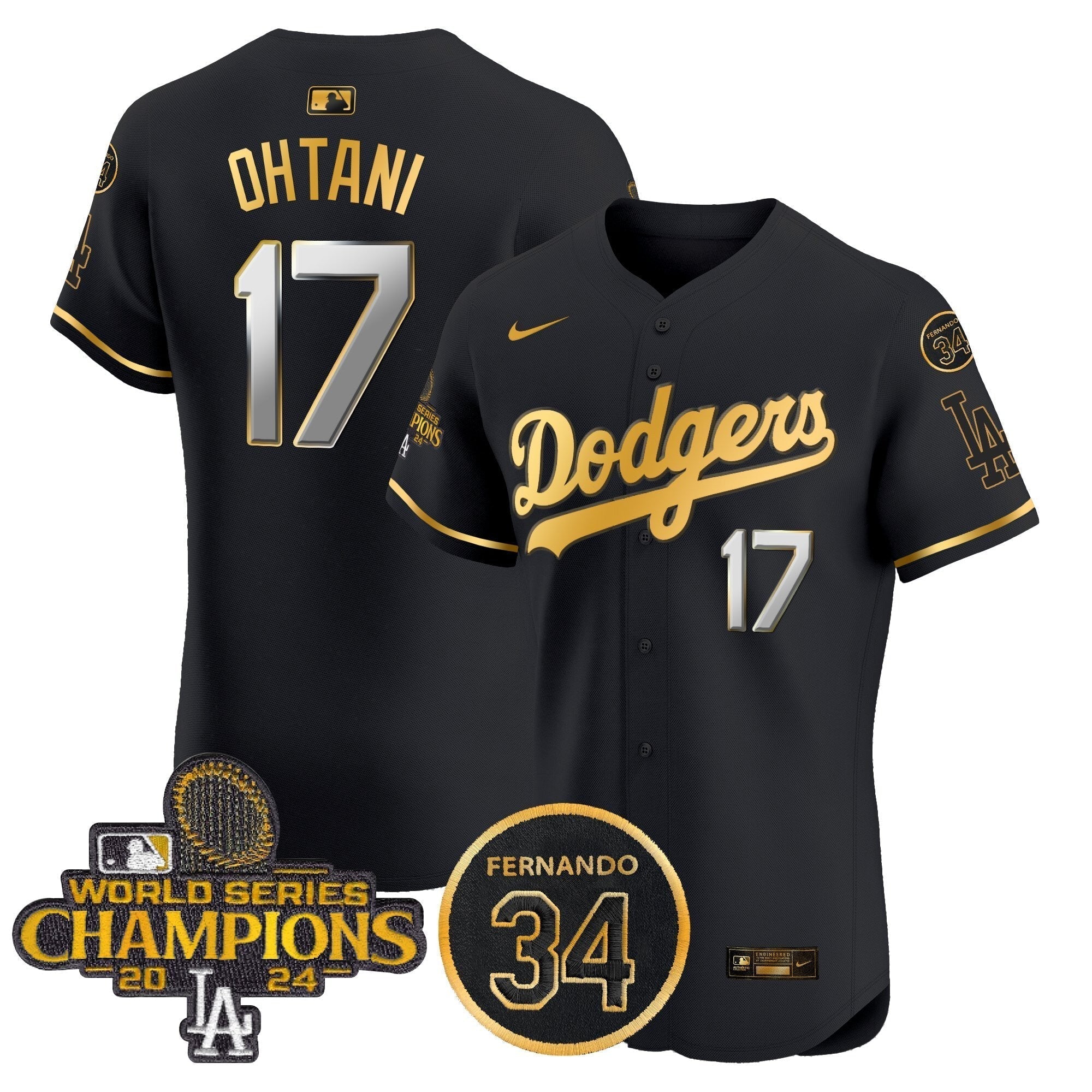Dodgers 2024 World Series Champions Patch Vapor Premier Elite Jersey V2 - Stitched