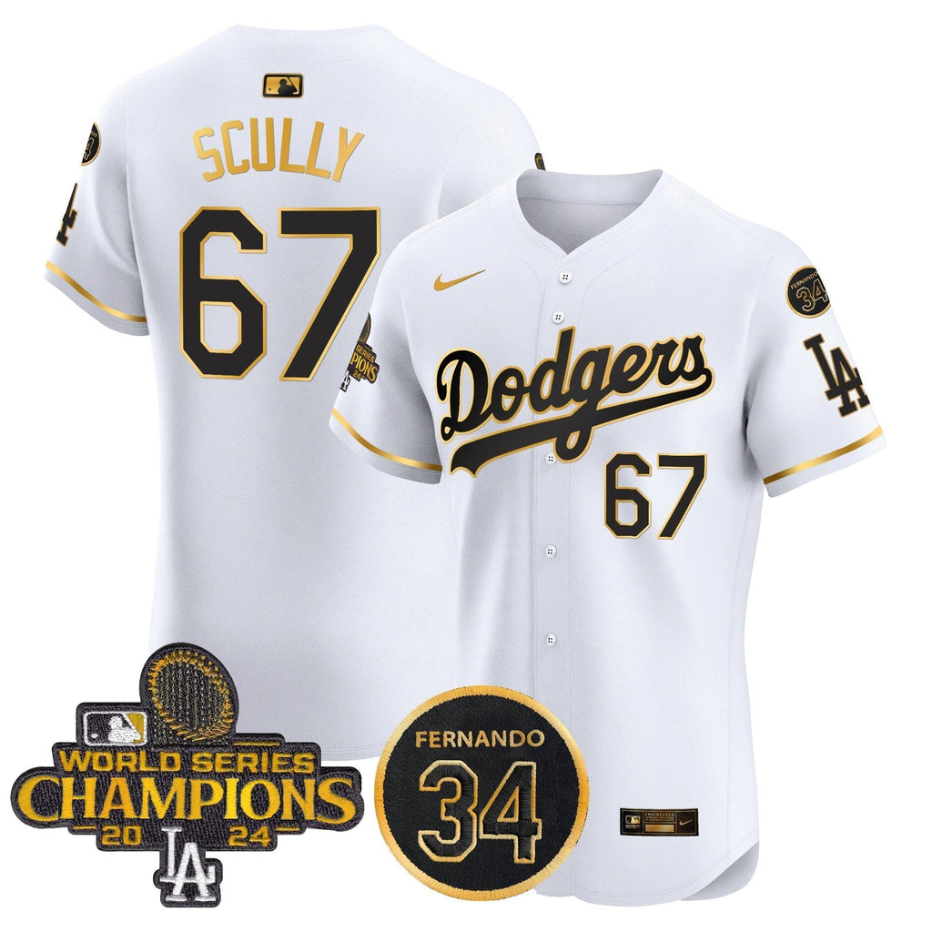 Dodgers 2024 World Series Champions Patch Vapor Premier Elite Jersey V2 - Stitched