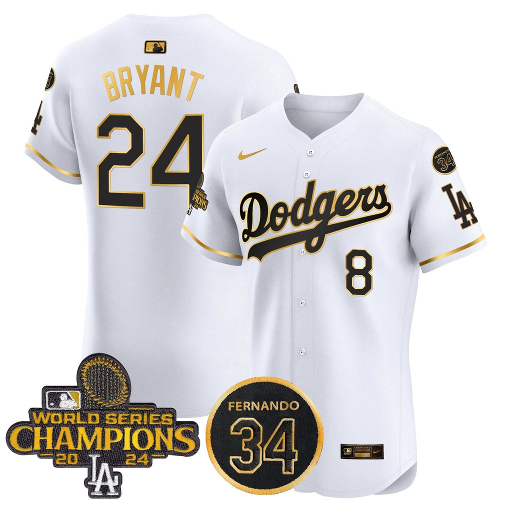 Dodgers 2024 World Series Champions Patch Vapor Premier Elite Jersey V2 - Stitched