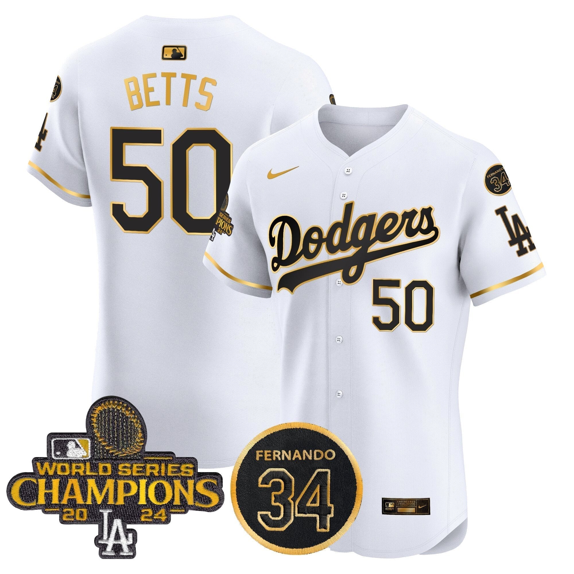 Dodgers 2024 World Series Champions Patch Vapor Premier Elite Jersey V2 - Stitched