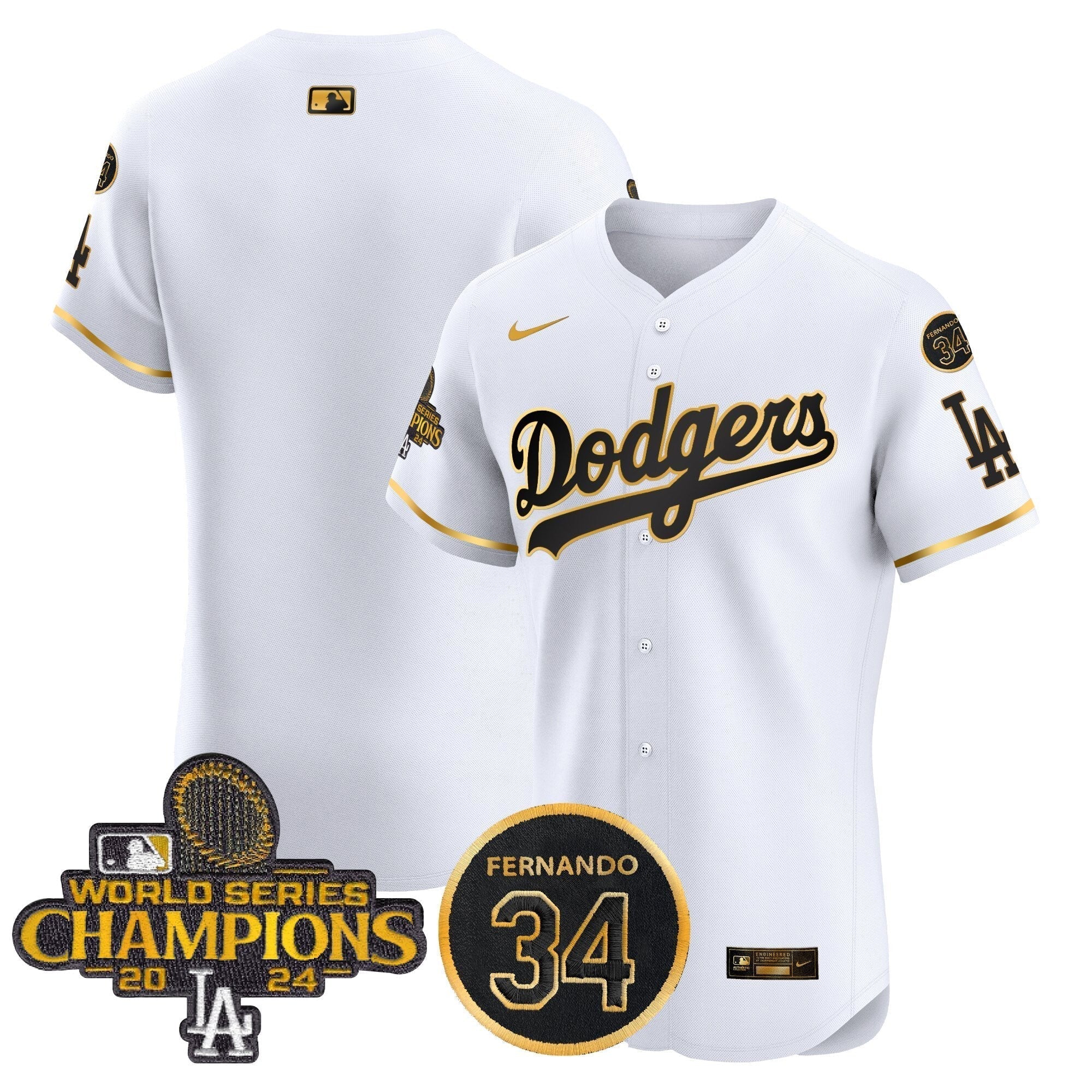 Dodgers 2024 World Series Champions Patch Vapor Premier Elite Jersey V2 - Stitched