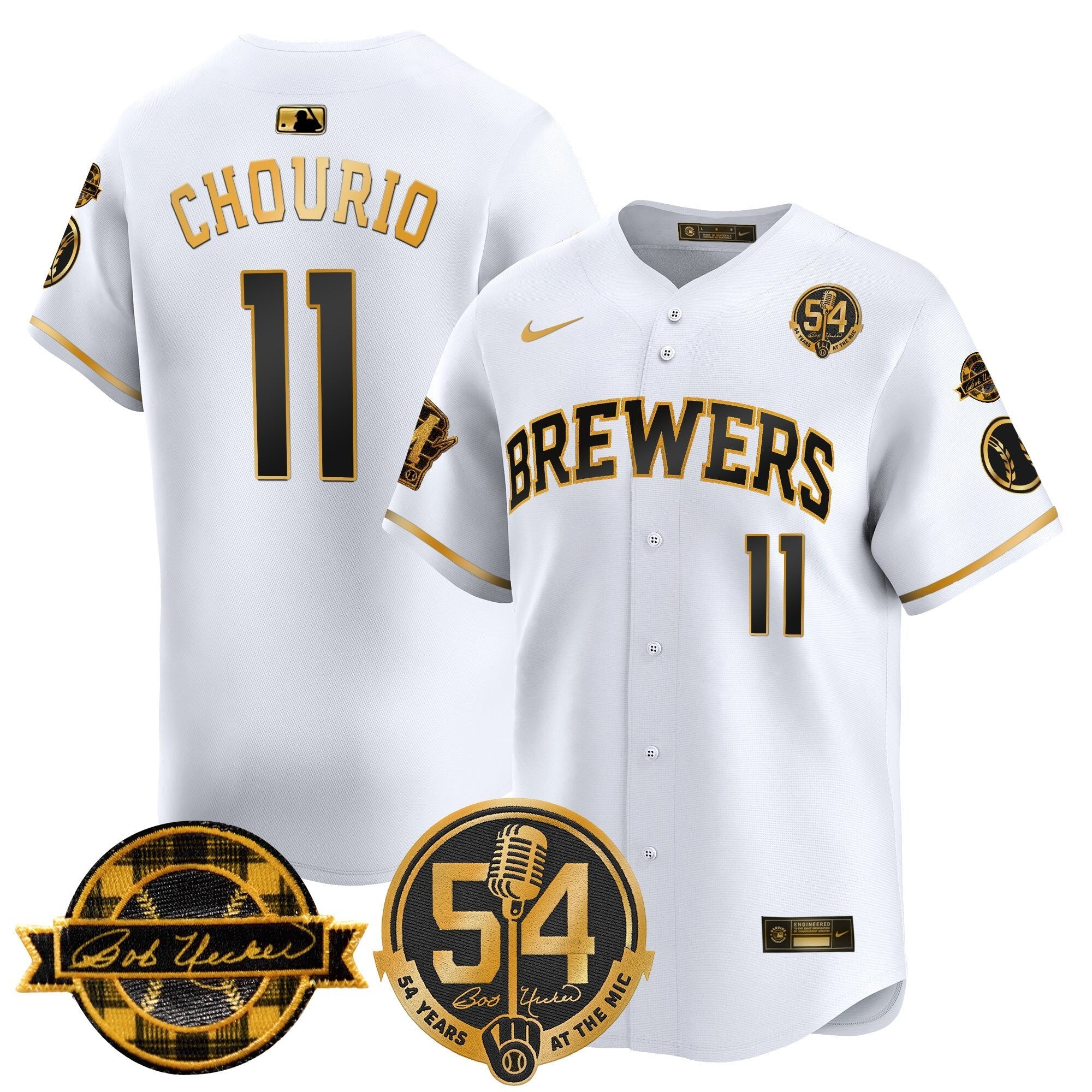 MIL 'Bob Uecker - 54 Seasons for Brewers' Limited Gold Jersey - Stitched