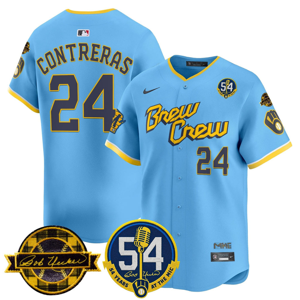 MIL 'Bob Uecker - 54 Seasons for Brewers' Limited Navy Jersey - Stitched