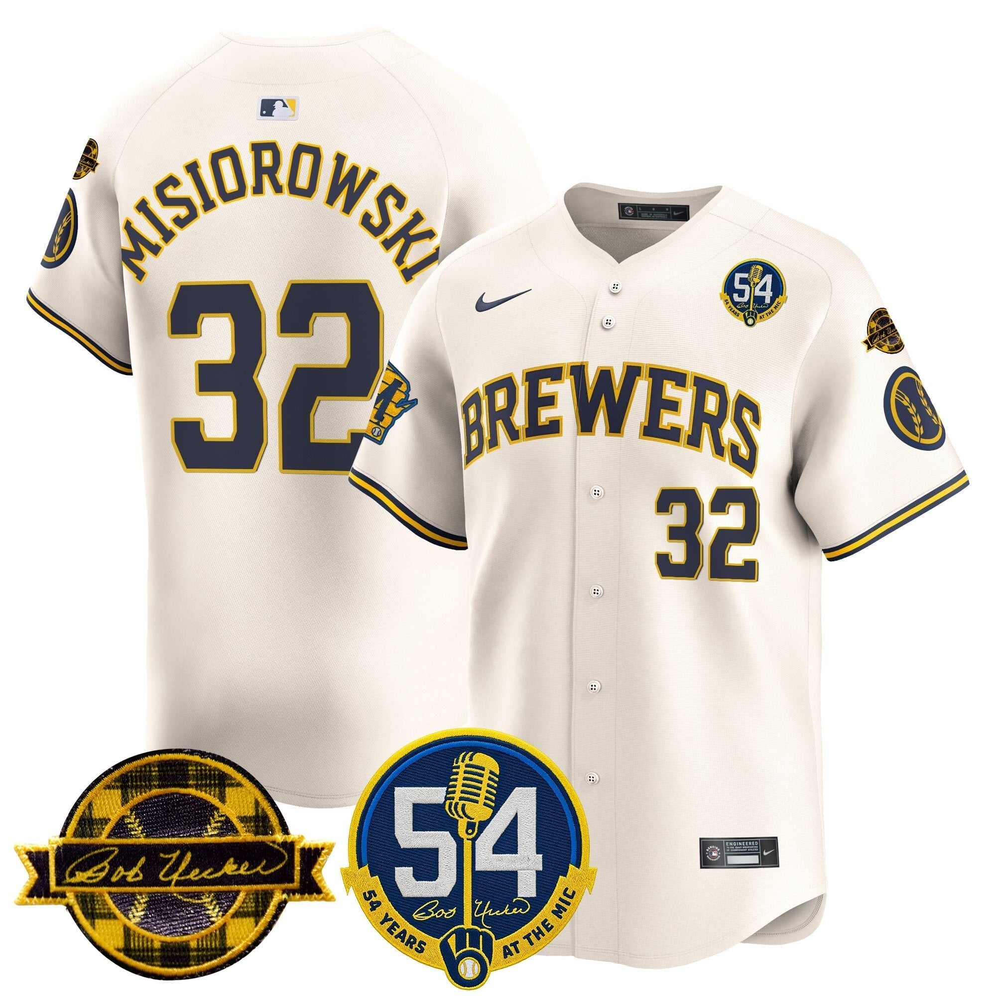 MIL 'Bob Uecker - 54 Seasons for Brewers' Limited Navy Jersey - Stitched