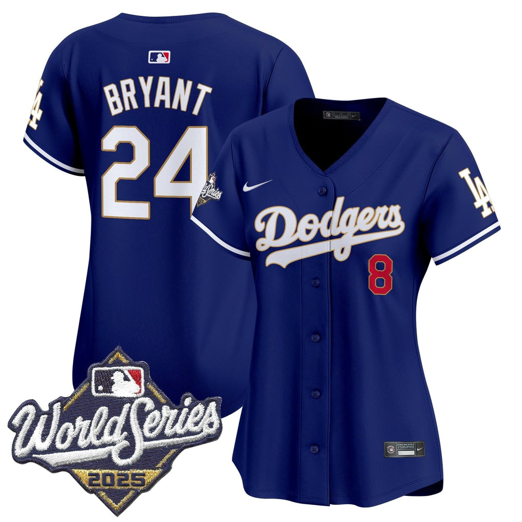 Women's Dodgers 2025 World Series Gold Trim Vapor Premier Limited Jersey - Stitched