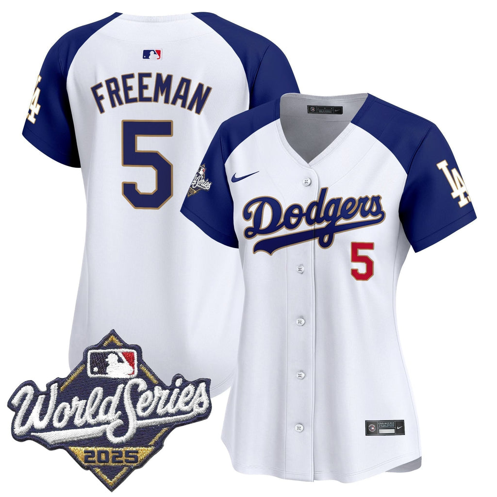 Women's Dodgers 2025 World Series Gold Trim Vapor Premier Limited Jersey - Stitched
