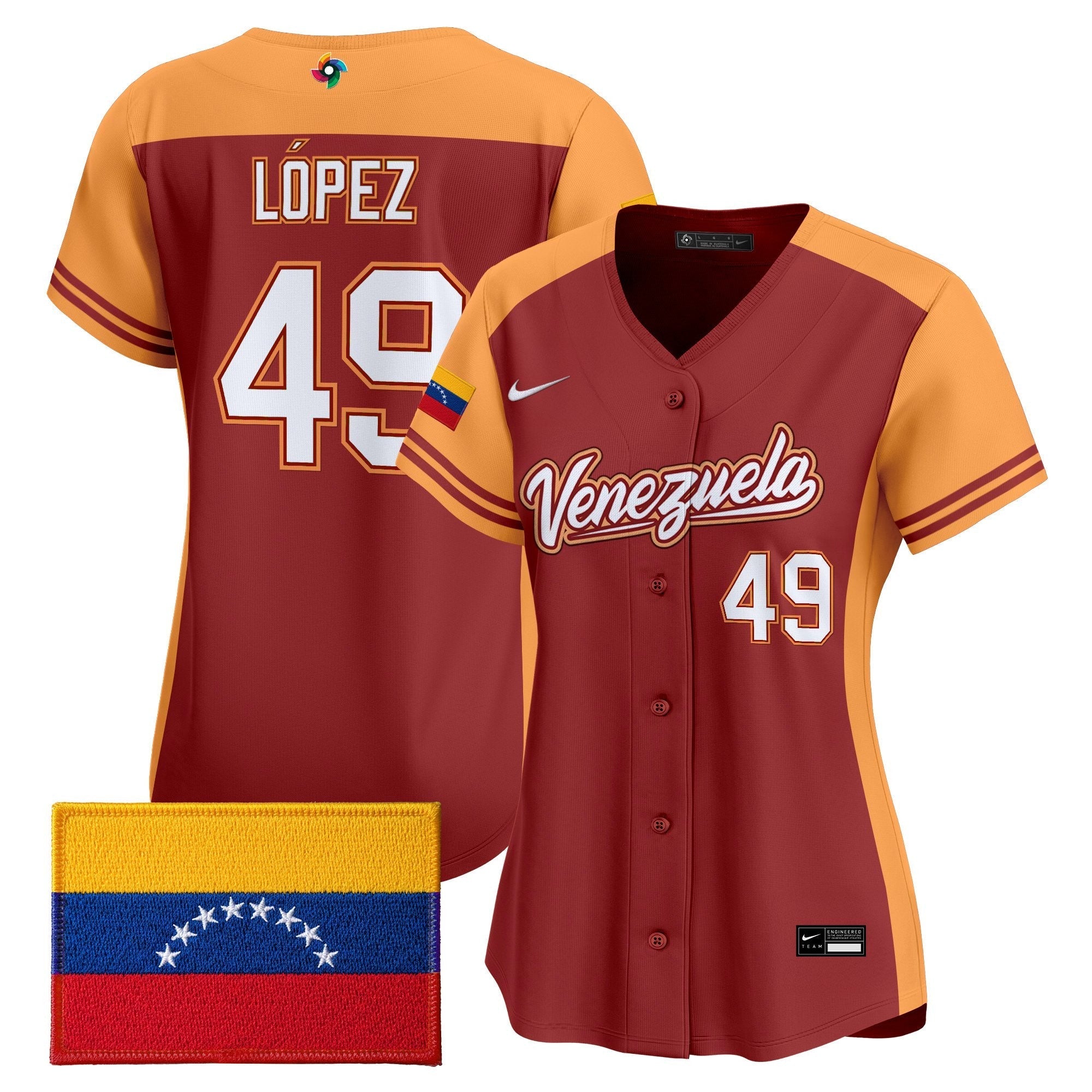 Women's Team Venezuela World Baseball Classic Vapor Premier Jersey - 2026 Roster - Stitched