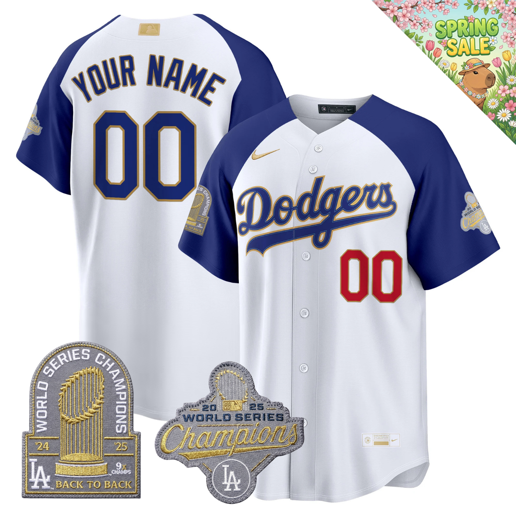 LAD "Gold Collection" Premier Limited Navy Jersey - 9X World Series Champions - Stitched
