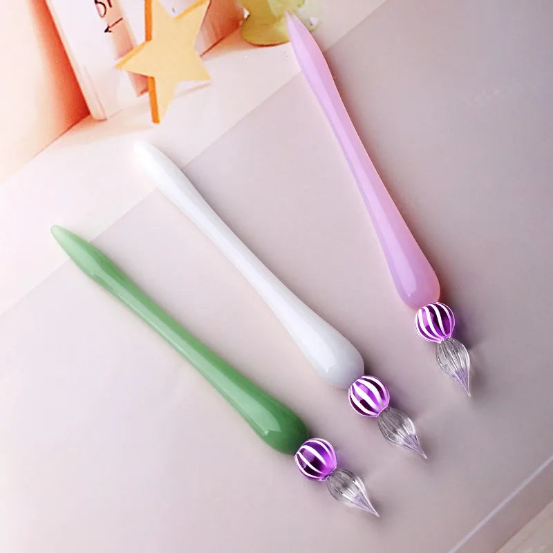 MAJOHN's New Elegant Style Glass Dip Pen Ink and Water Refill Cup Pen Holder Gift Box for Planner and Drawing Line Use