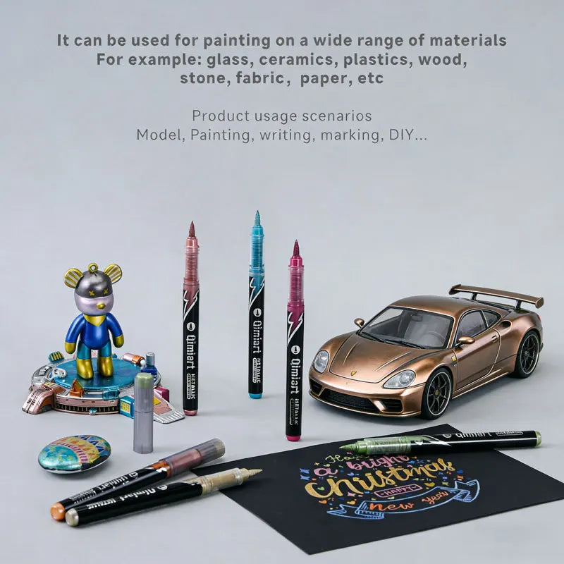 Languo 48 Colors  Brush Tip Metallic Acrylic Marker Pen Set Student DIY Graffiti Hand Drawn Paint Pens Stationery M530