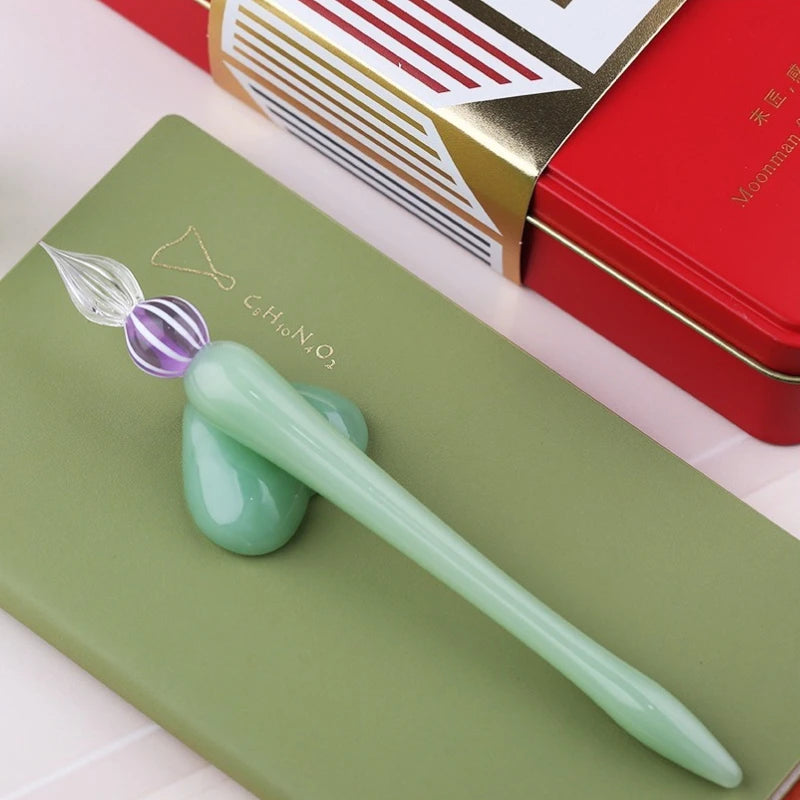 MAJOHN's New Elegant Style Glass Dip Pen Ink and Water Refill Cup Pen Holder Gift Box for Planner and Drawing Line Use