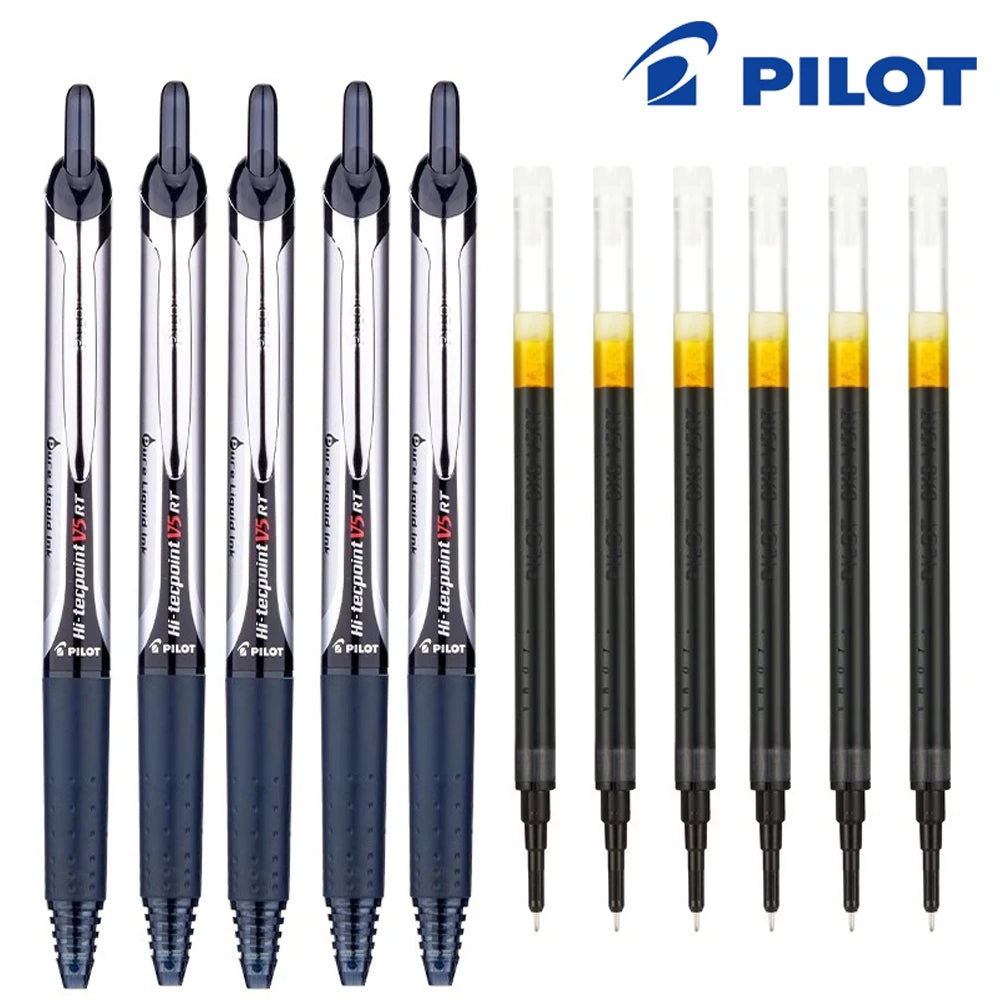Japan PILOT Needle Gel Pen Set BXRT-V5 Quick Dry Black Signature Pen Quick Dry Stationery School Supplies Office Accessories