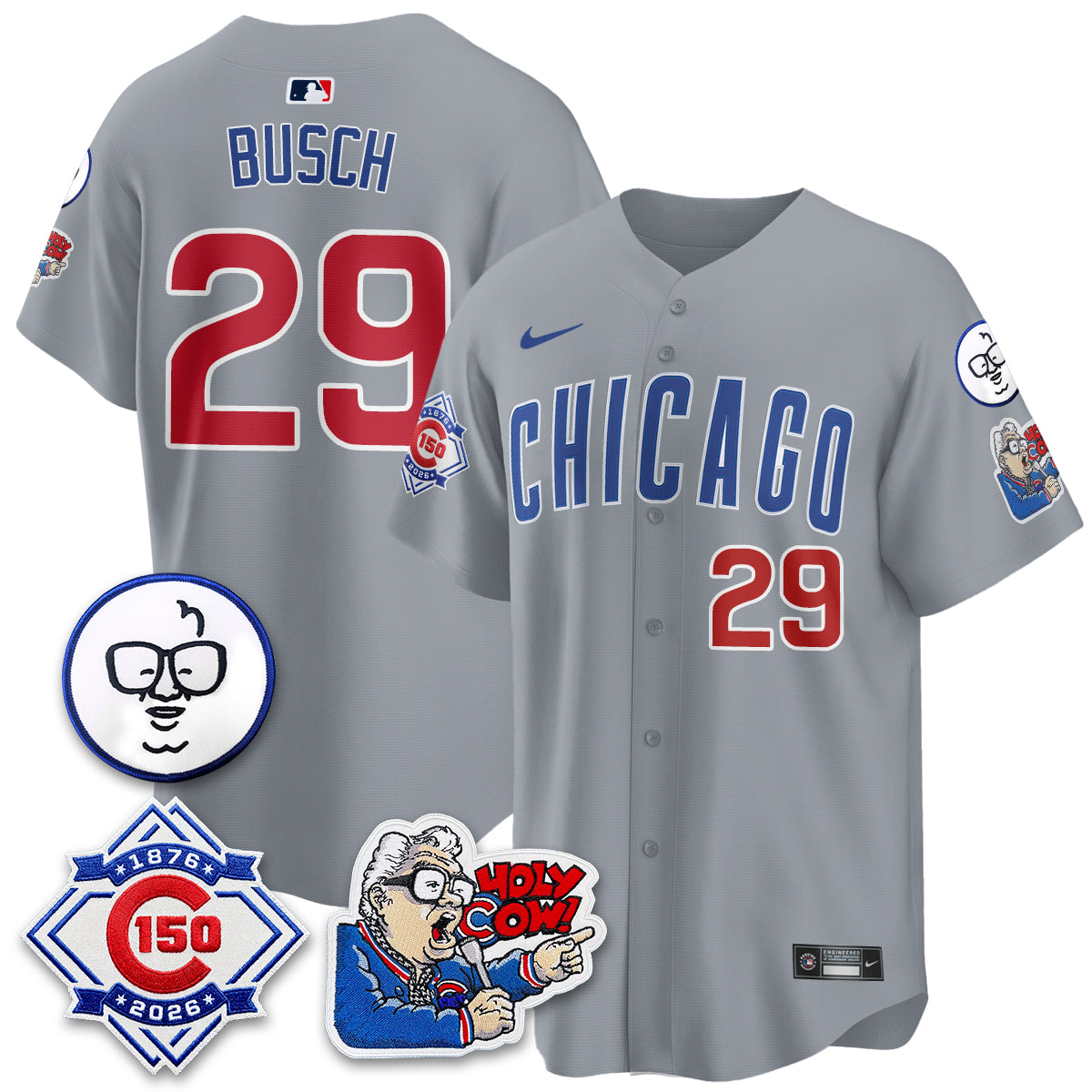 CHC 150th Anniversary Harry Caray Holy Cow Limited Blue Jersey - Stitched V2