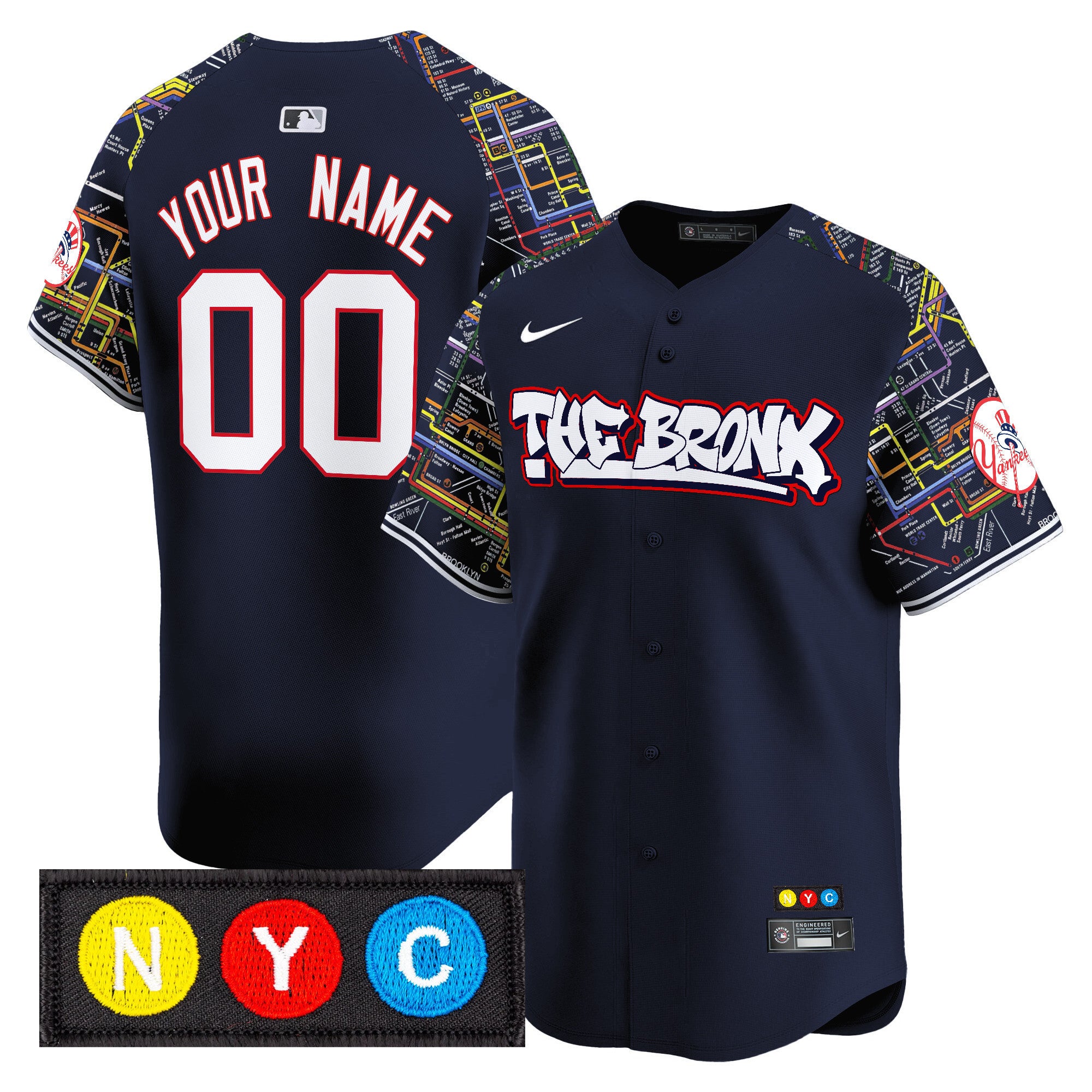 New York Yankees The Bronx Subway Style Vapor Premier Limited Custom Jersey - Stitched